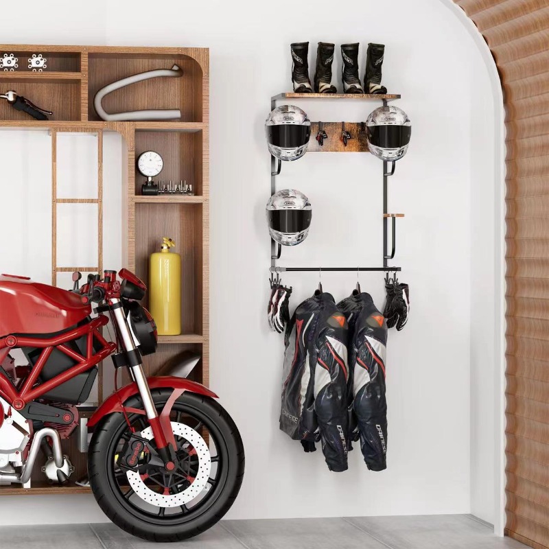 Wooden Wall Mounted Helmet Hol - Motorcycle Gear Display Rack avis et prix