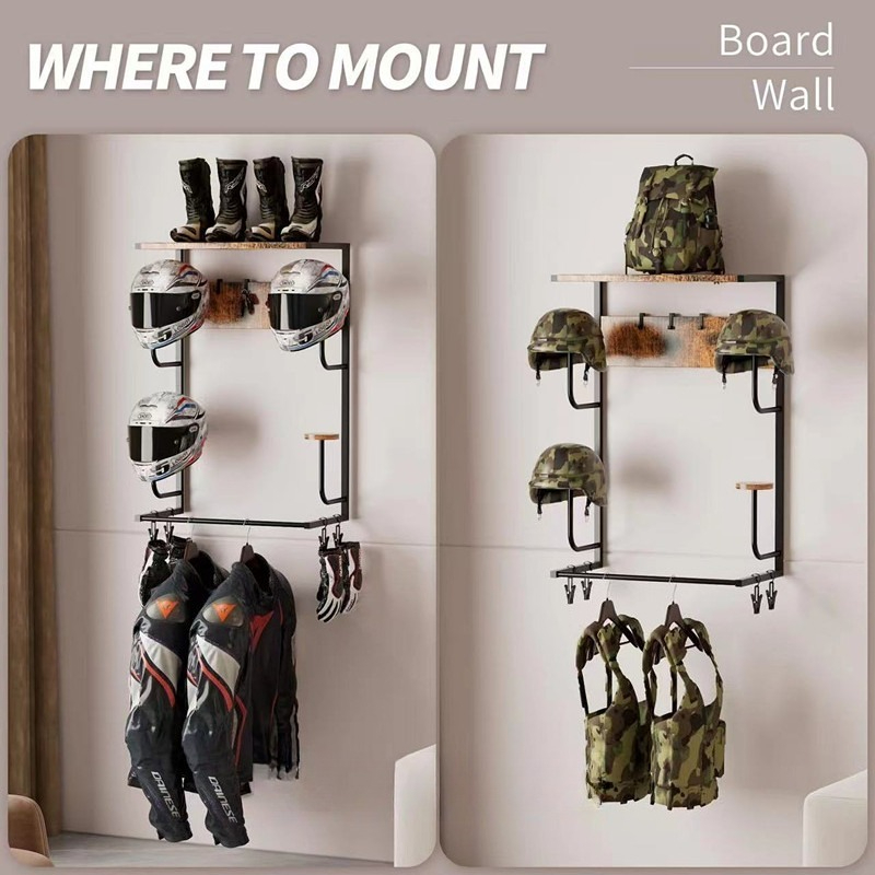 Wooden Wall Mounted Helmet Hol - Motorcycle Gear Display Rack avis et prix