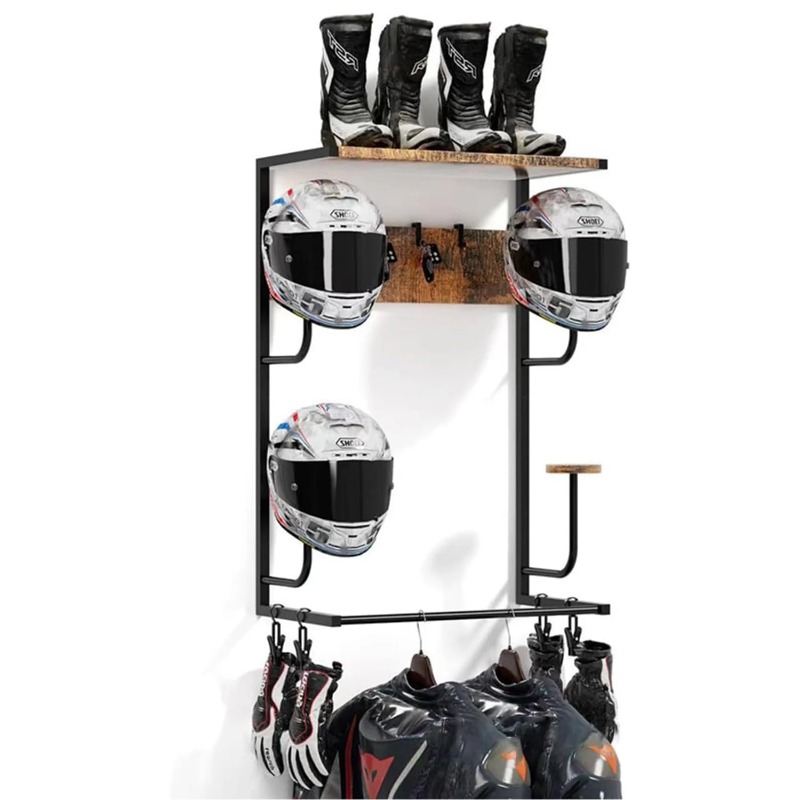 Wood Color Motorcycle Helmet W - Motorcycle Gear Display Rack avis et prix
