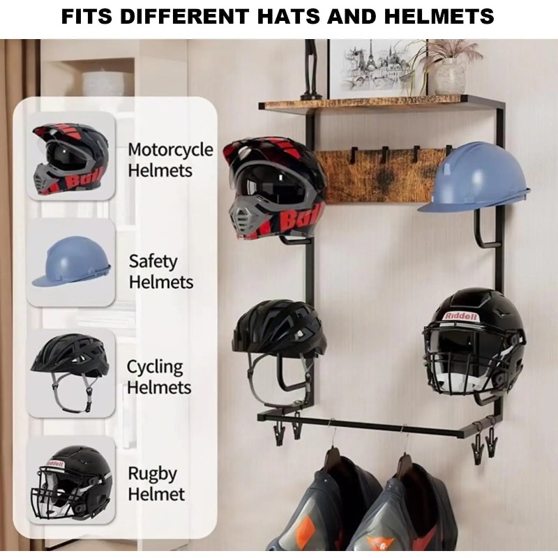 Wood Color Motorcycle Helmet W - Motorcycle Gear Display Rack avis et prix